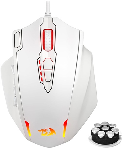 Redragon M908 Impact 19-Button Wired Mouse (With Weights) - White, B ...